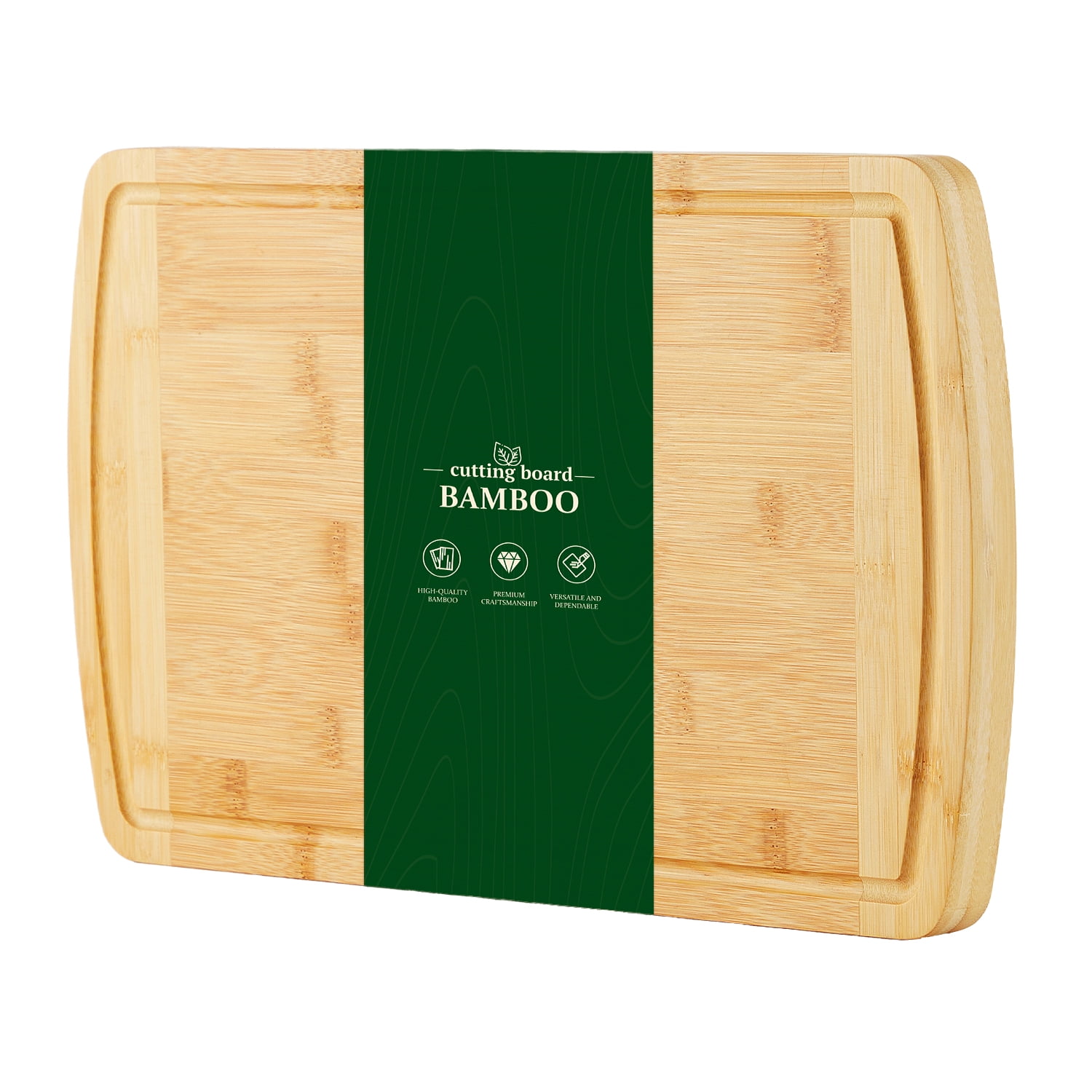 16x10 Inch Large Bamboo Cutting Board for Kitchen, 1-Inch Extra Thick Wood Chopping Board with Deep Juice Groove for Meat, Cheese and Vegetables, Pre-oiled Reversible Butcher