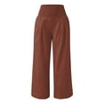 thumbnail image 5 of Women's Casual Pants High Waist Wide Leg Palazzo Pants For Women Smocked Elastic Waist Loose Comfy Casual Pajama Pants Pockets,Brown Women's Casual Pants M, 5 of 7