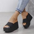 thumbnail image 2 of Anuirheih Clearance Slip on Sandals Women,Women's Flat Shoes Ladies Beach Wedge Heel Sandals Summer Non-Slip Causal Slippers(Black), 2 of 4