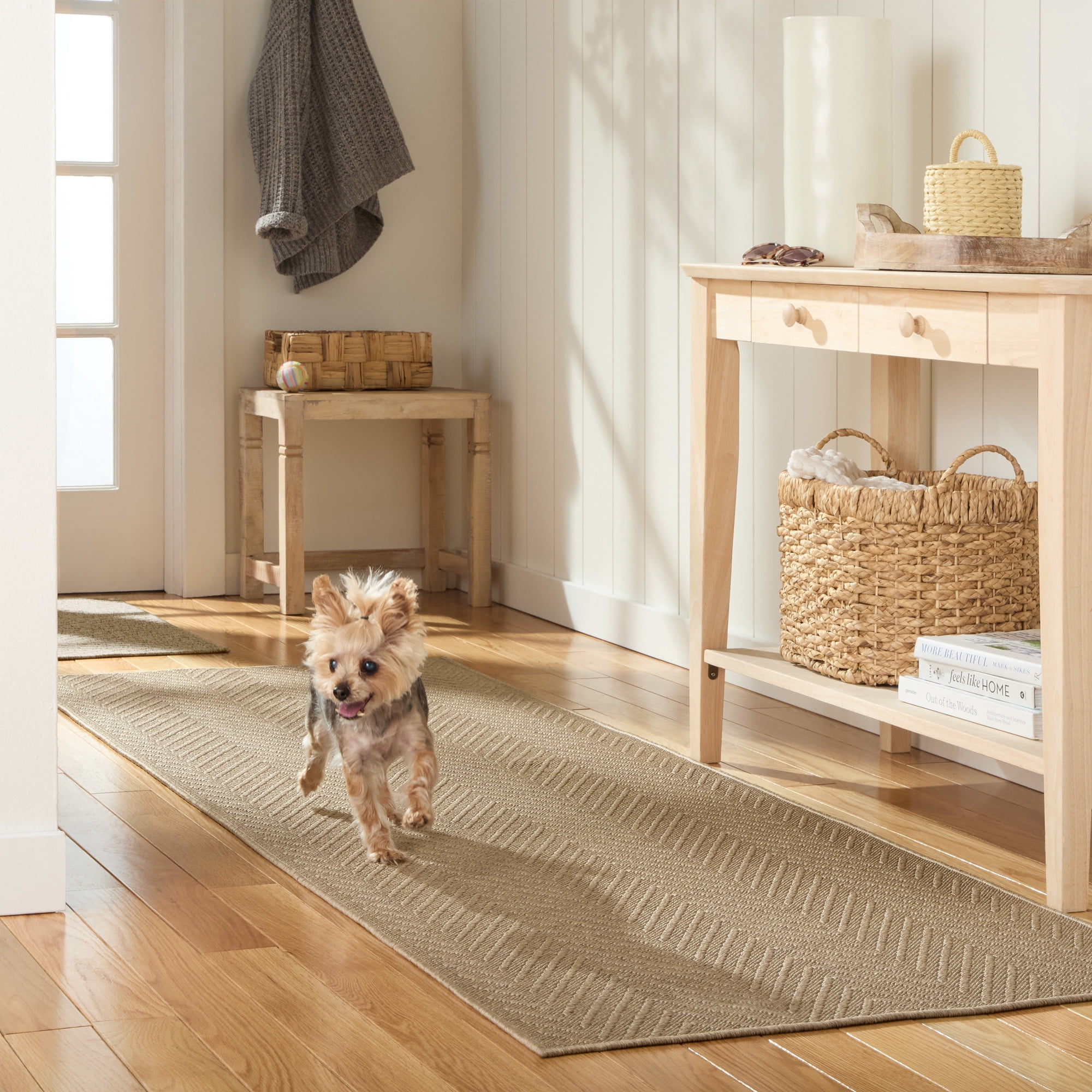 TOWN & COUNTRY BASICS Pax Herringbone Textured Solid Everwash® Washable Runner Area Rug, Low Pile, Non-Slip Backing, Easy Clean Pet & Family Friendly Rug, Brown, 2'5"x7'10"
