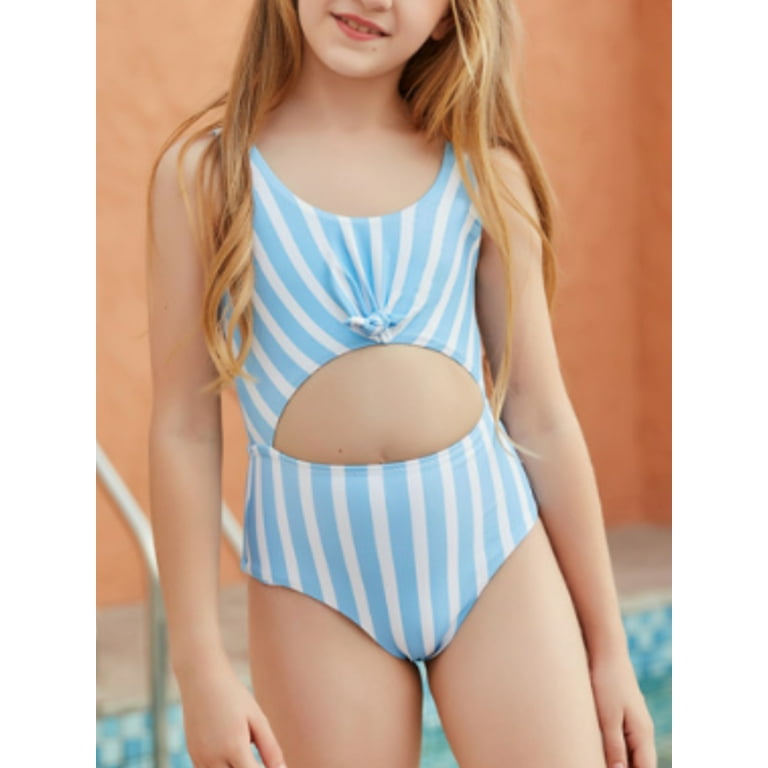 Dewadbow Kids Girls Swimwear Suit Bikini Top Swim Bottoms Ruffle
