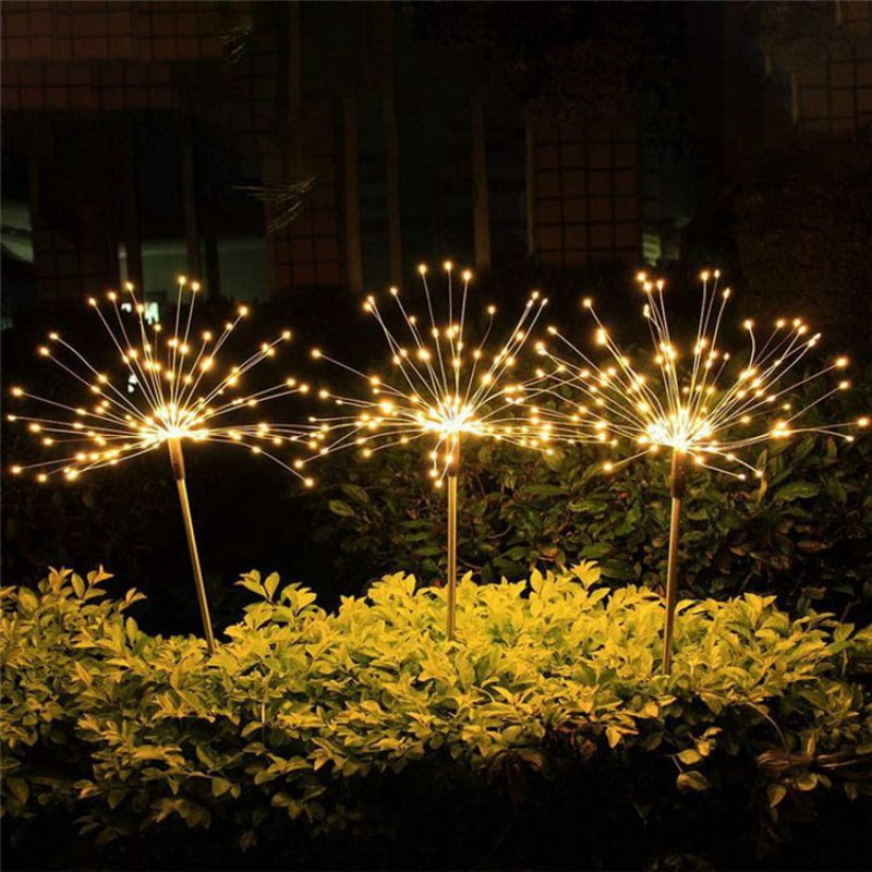 Outdoor Led Solar Fireworks Lights Waterproof Flash String For Lawn Garden Patio