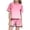 Pink, variant on Girls Summer Print Short Sleeve Top And Shorts Set Cute Round Neck Pocket Casual Outfit For Teens And Juniors Lightweight And Comfortable