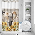 thumbnail image 2 of No Hook Shower Curtain, Farmhouse Elephants Shower Curtains for Bathroom with See Through Top Window, Spring Summer Sunflowers Wood Grain Waterproof & Washable Bath Curtain Narrow 54"x78", 2 of 9
