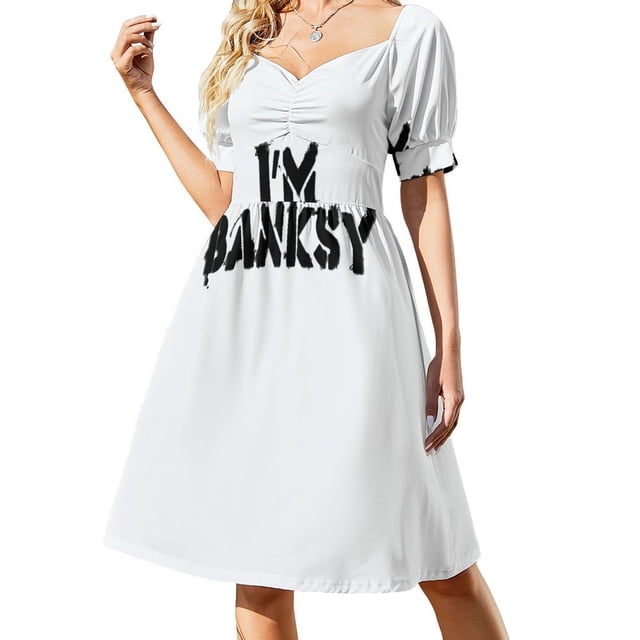Vestido de manga corta I'm Banksy vestidos mujer verano cóctel de vestidos