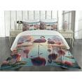 thumbnail image 2 of Ambesonne Flamingo Quilted Coverlet 3 Pcs, Blush Atmosphere Birds, King Size, Pale Pink Soft Blue, 2 of 4