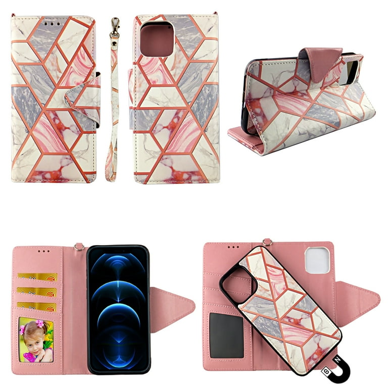 iPhone 12 Pro Max - Magnetic Wallet Case with Card Holder [Pink