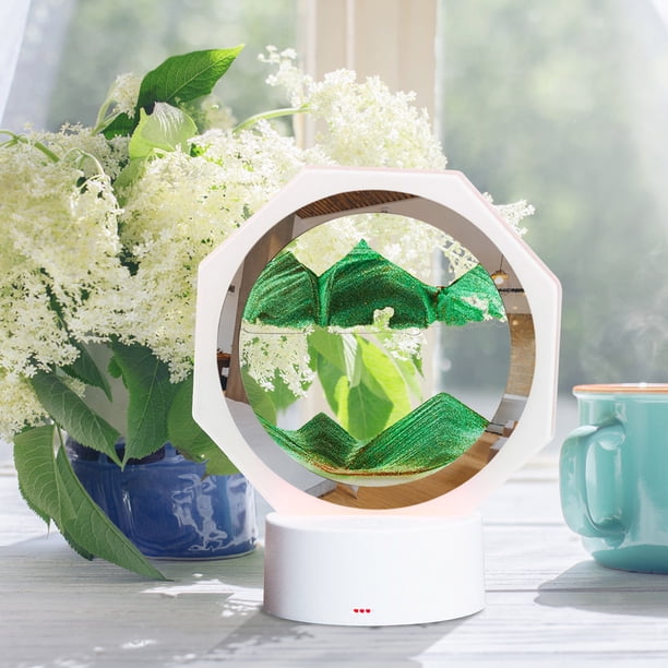 Arte de Arena En Movimiento, Reloj de Arena Giratorio de 17 Cm y 360°, Decoración con Arena Líquida para Sala de Estar, Dormitorio, Lámpara de Mesa (10 Ml)