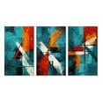 thumbnail image 2 of Designart "Logic of Love Abstract in Teal II" Abstract Painting Wall Art Set Of 3 - Modern Red Gallery Wall Set For Home Decor, 2 of 6