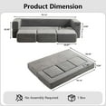 thumbnail image 2 of Convertible Sofa Bed, Folding Sofa Bed with Ottomans, Boneless Couch with High-Resilience Foam, Floor Couch for Living Room Bedroom (Light Grey), 2 of 8