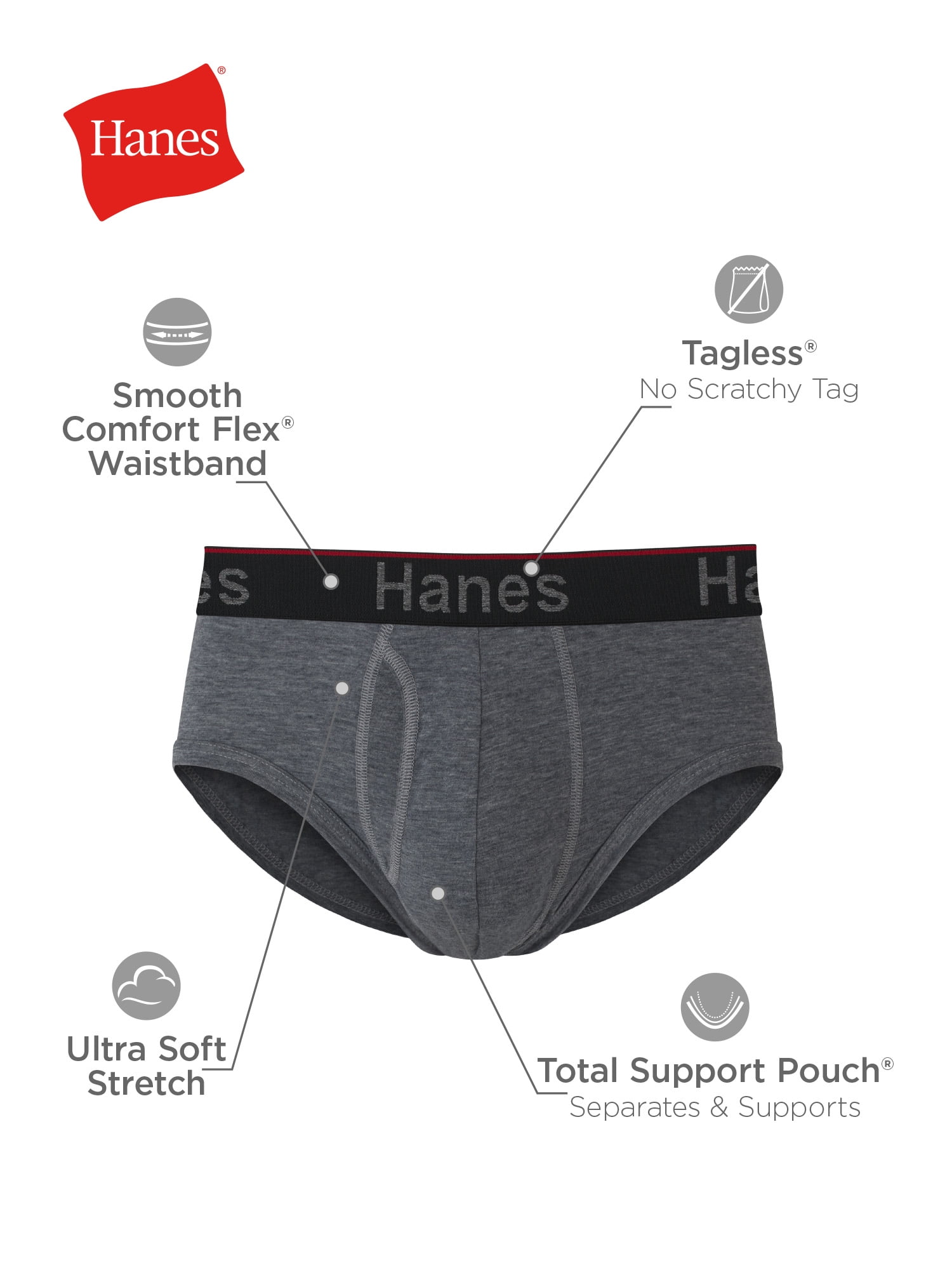 New hanes 3X mens tagless briefs underwear 3 pack odor control STRETCH