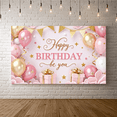 thumbnail image 6 of Pink Birthday Banner Decorative Party Background Golden Balloons for Celebration Event Indoor Decoration, 6 of 7