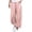 Pink, variant on Women Fashion Solid Color Cotton Flax Elastic Long Pants Beach Leisure Trousers