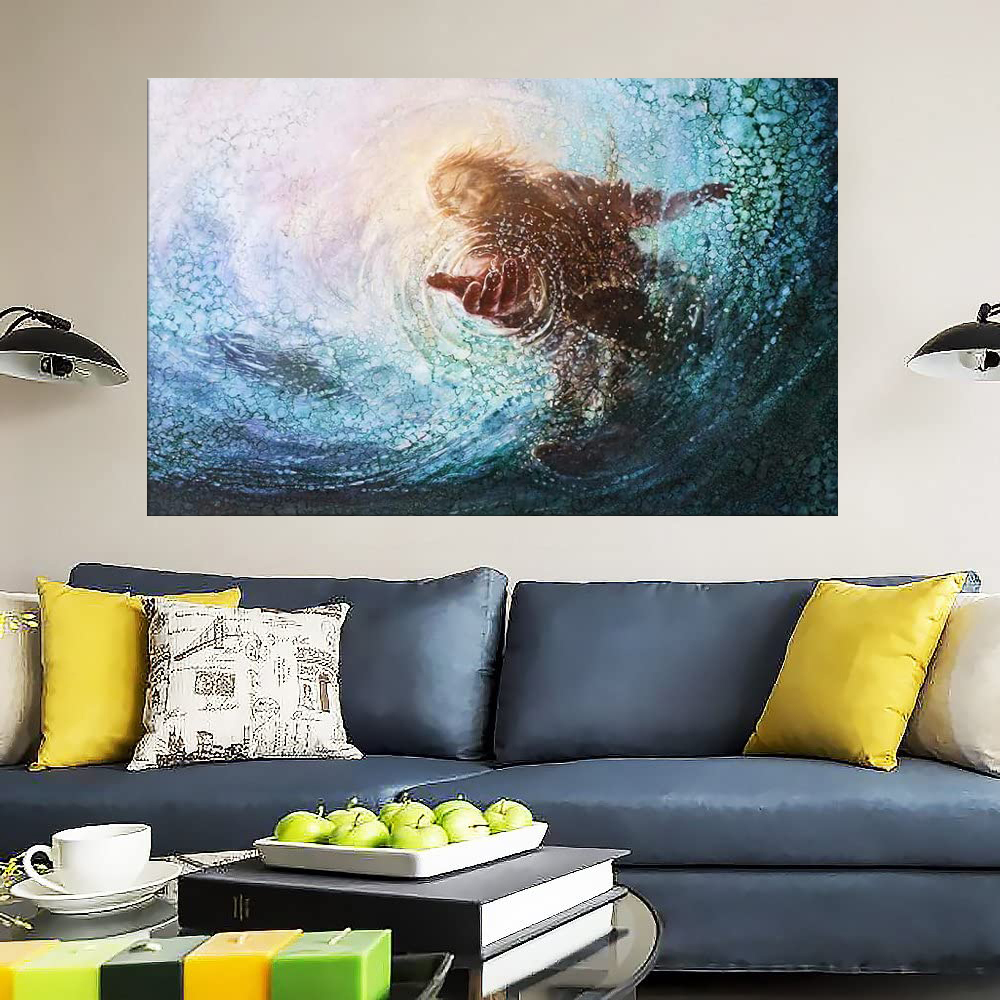 Jesus Picture Framed Wall Decor The Hand of God Wall Art for Bedroom Office Framed  Ready to Hang