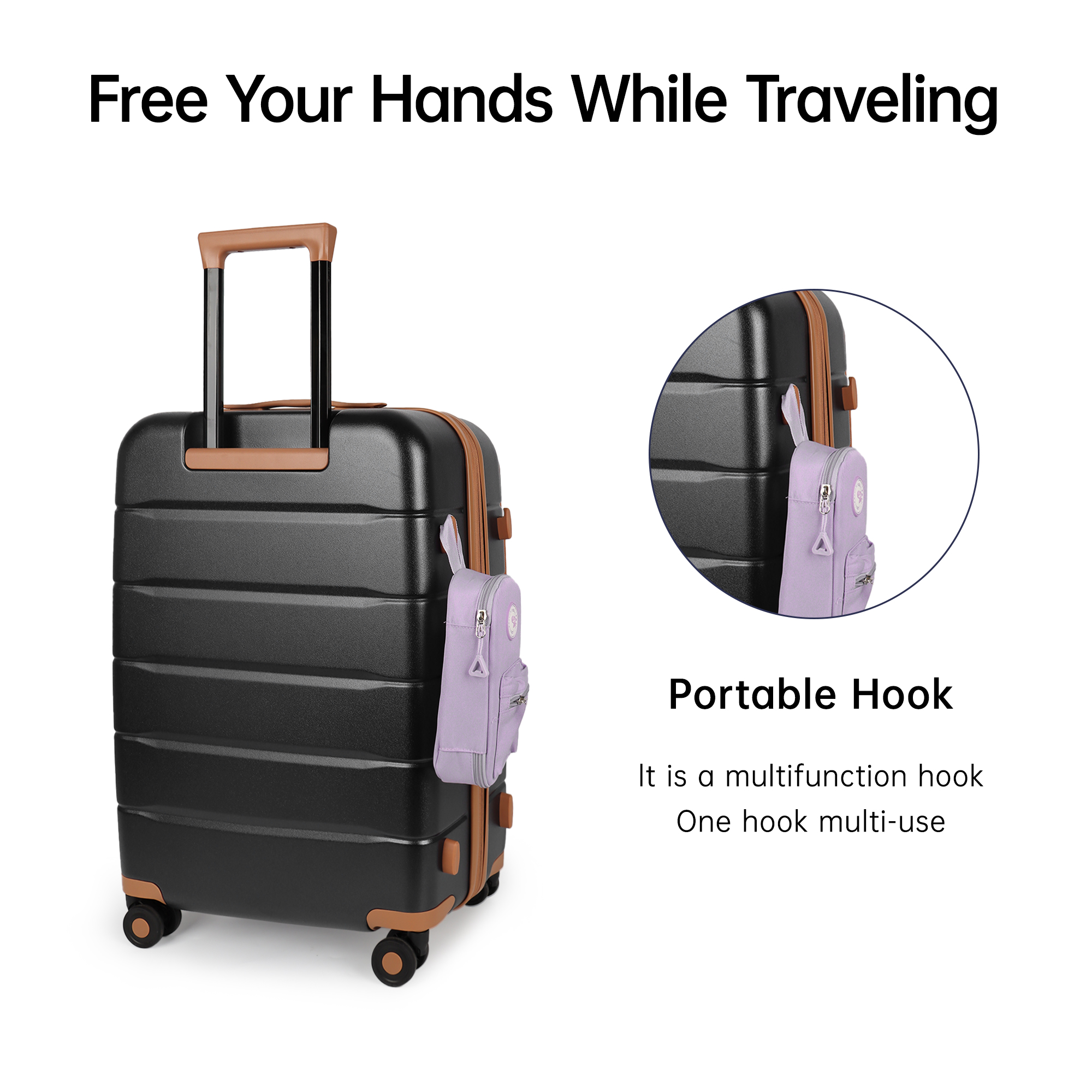 3 Piece Luggage Set,Hardside Expandable Front Opening Spinner Luggage with TSA Lock,Lightweight Hardshell Suitcase Set,20"/24"/28",Black,CY2431