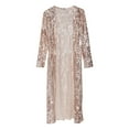 thumbnail image 1 of lionlar Manteau Long Cardigan Ouvert à Sequins pour Femmes Doré, 1 of 9