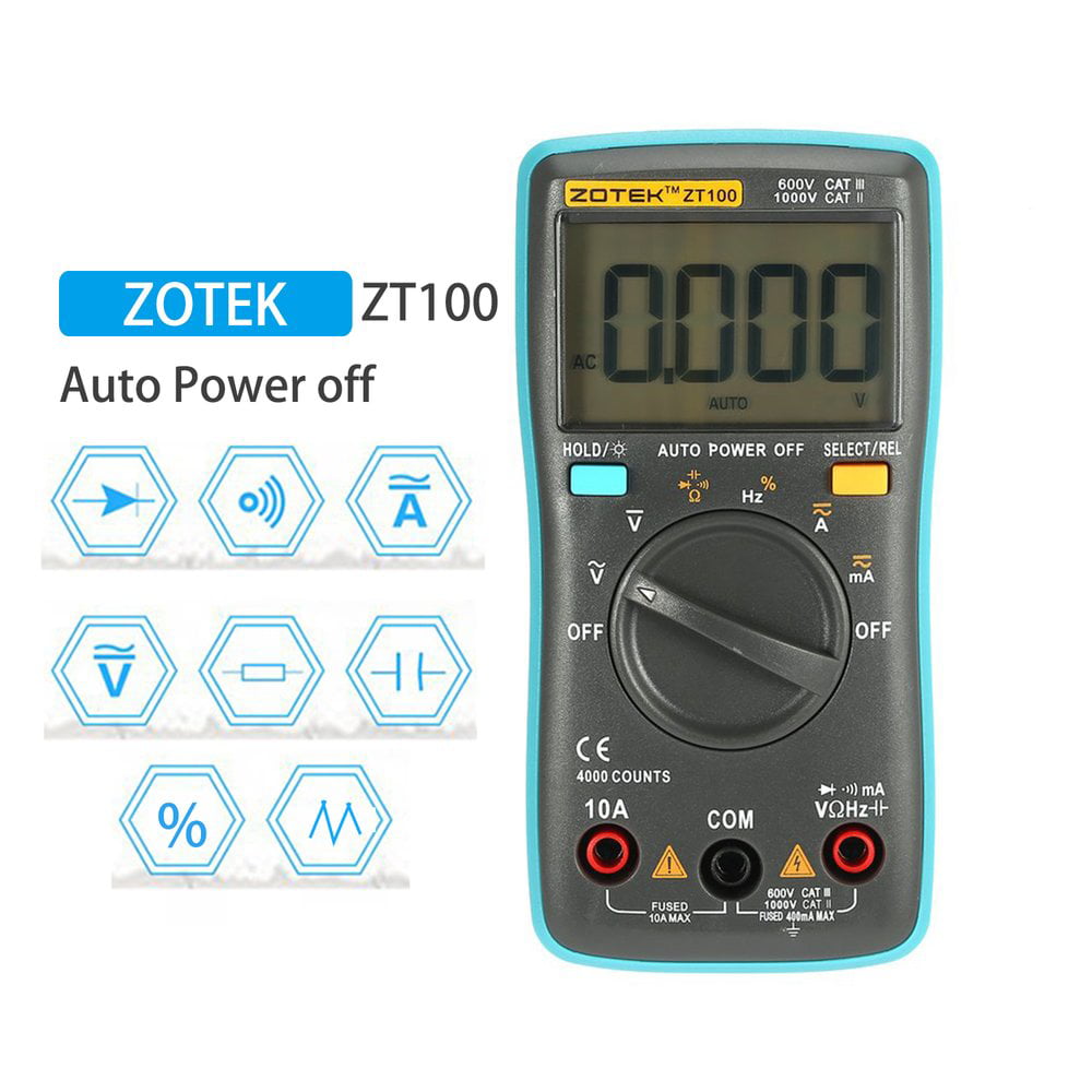 ZOTEK ZT100 Mini Digital Multimeter 4000 counts AC/DC Ammeter Voltmeter5HE 