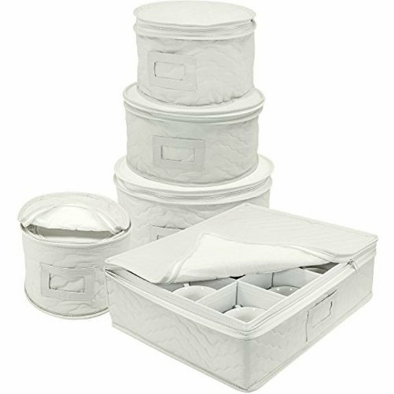 Dinnerware Storage 5-Piece Set Service for 12-Fine China Case Protection