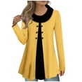 thumbnail image 3 of Ovafbau Women Plus Size Long Sleeve Hoodless Sweatshirts Womens Faux Layered Mock Neck Long Sleeve Button Front Tunic Fall Winter Outfits, 3 of 6