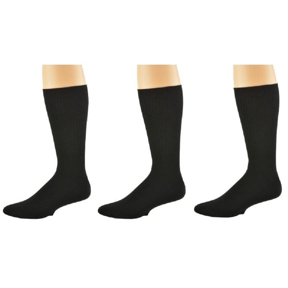 Sierra Socks Arthritic Men’s Crew Cushioned Sole Smooth Toe - 3 Pairs, Black, Size 10-13