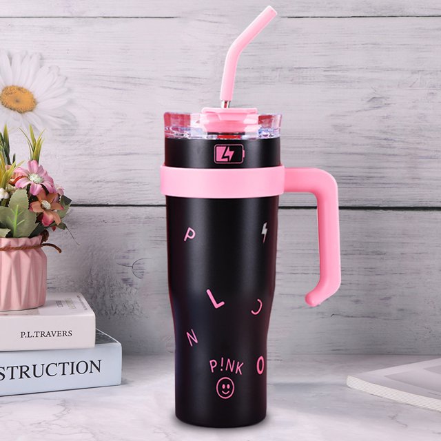 Termo Taza Taza con aislamiento al vacío doble de 1200 ml con tapa y pajita de gran capacidad para mujeres y hombres