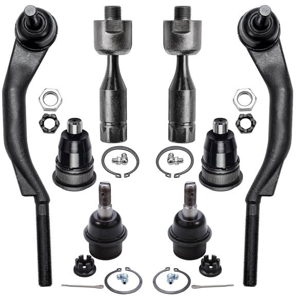 Detroit Axle - Front 8pc Suspension Kit for Chevrolet SSR Trailblazer EXT GMC Envoy XL XUV Buick Rainier Isuzu Ascender Saab 9-7x Oldsmobile Bravada, 4 Ball Joints 4 Inner Outer Tie Rod Ends