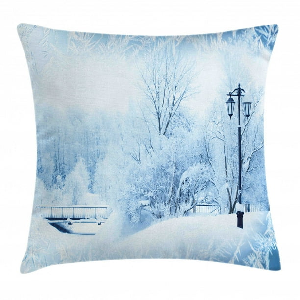 Winter Throw Pillow Cushion Cover, Winter Trees in Wonderland Theme