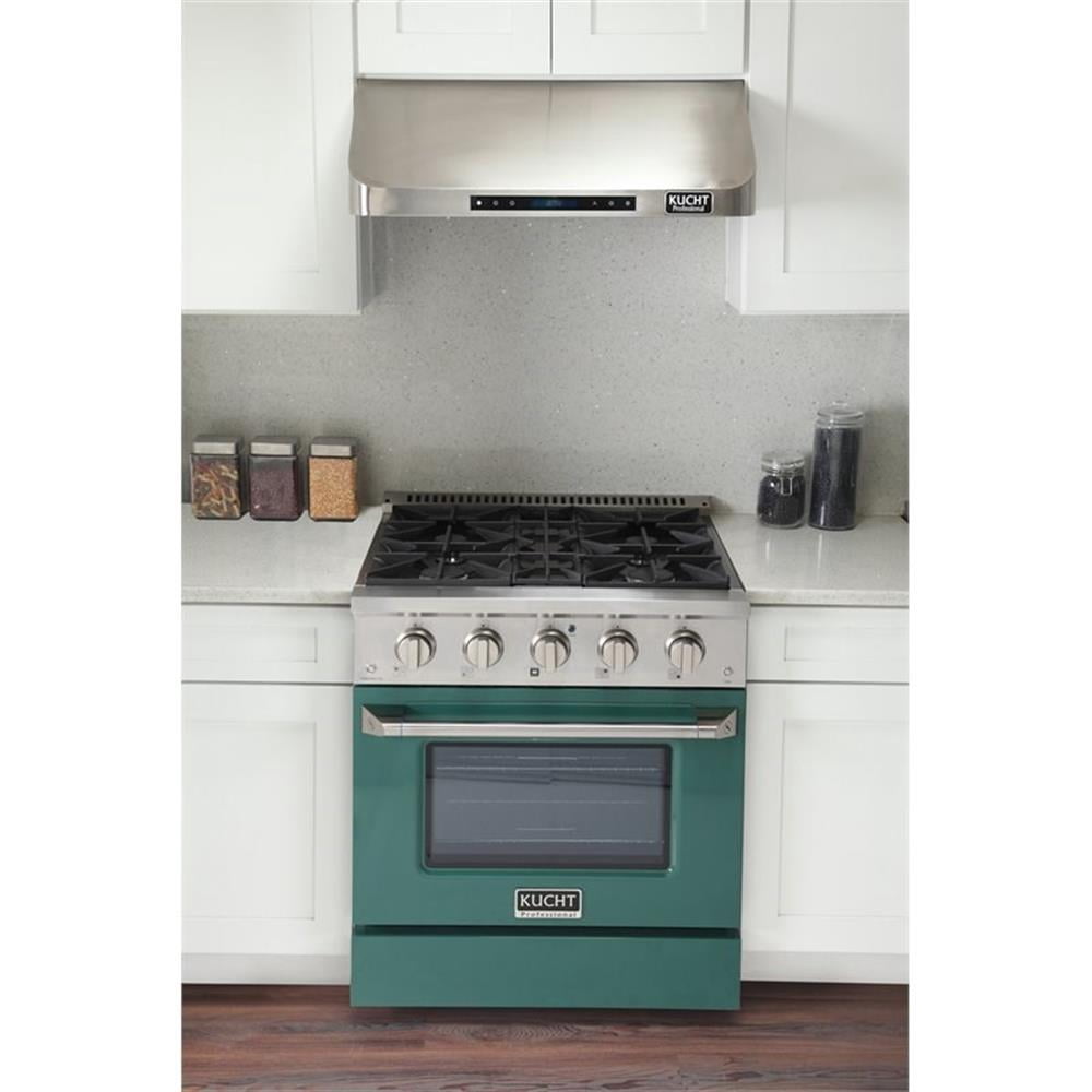 Kucht Professional 30" Modern Stainless Steel Propane Gas Range in Green/Silver