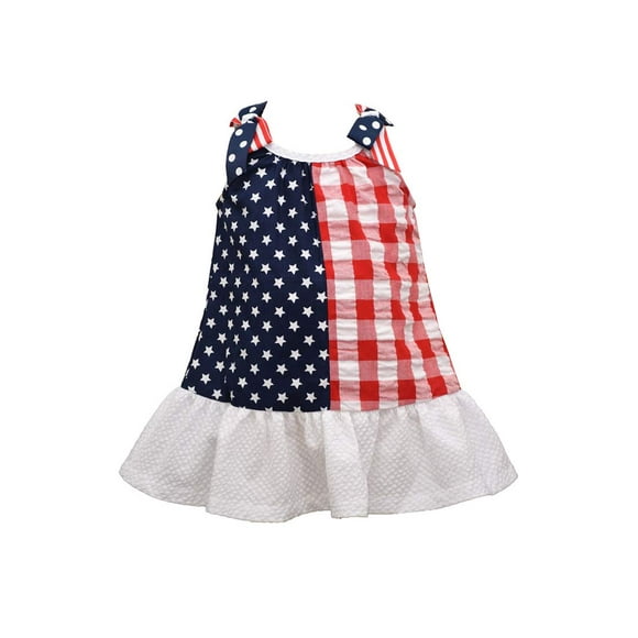 Bonnie Jean Girl's 4th of July Dress - Patriotic Stars and Stripes Flag Dress (3T)