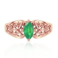 thumbnail image 3 of Galaxy Gold 14K Rose Gold Natural Marquis-Shaped Emerald Filigree Solitaire Ring - May Birthstone - Abundance & Joy - Sizes 5.5 to 11 - Fine Jewelry for Women, 3 of 3
