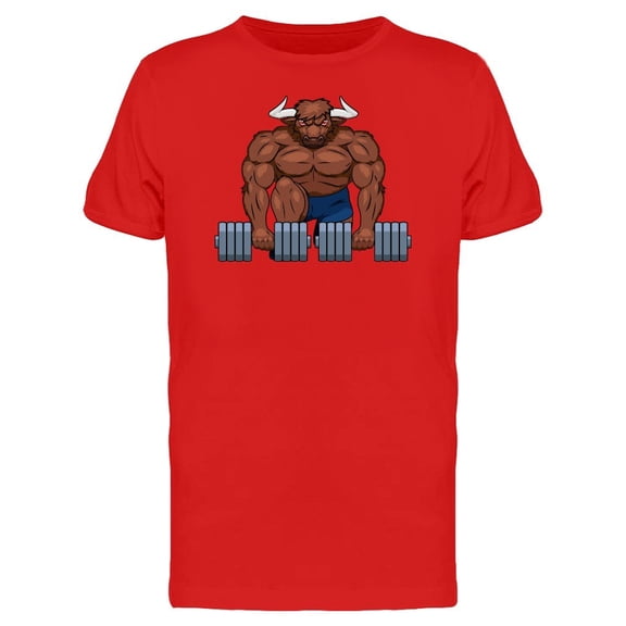 Bull Lifting Dumbbells Tee Men's -Image by Shutterstock
