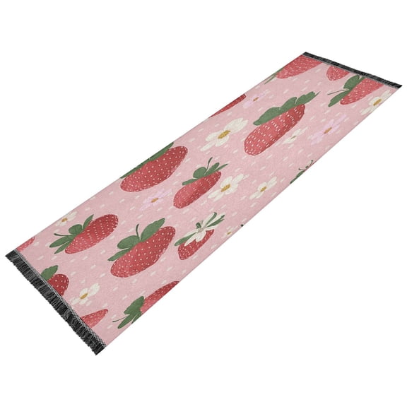 Vintage Modern Runner Rug,Non Slip Machine Washable 72"x23.5" Polyester Material Pet-Friendly Durable,Applicable to Entryway Rug Living Room Rug Cute Strawberry