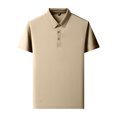 thumbnail image 3 of CCRFTGI Men's Polo Shirts Beer Belly Short Sleeve Wear Collared Textured Shirt Stretchy Quick Dry Casual Golf Khaki M, 3 of 5