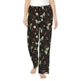 thumbnail image 2 of Goofa Moth And Flowers Printed Soft Pajama Pants for Women, Wide Leg Comfy Casual Lounge Yoga Pants-Small, 2 of 9
