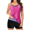 thumbnail image 1 of Tankini Swimsuits for Women Split Large Print Beach Bikini Set Solid Color Resort Swimwear Bathing Suits, 1 of 7