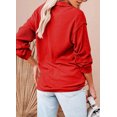 thumbnail image 4 of Túnica con cremallera para mujer Tops de manga larga con cuello en V profundo Blusas holgadas informales Trajes de verano, Rojo, S Scienceny AP003810-26, 4 of 5