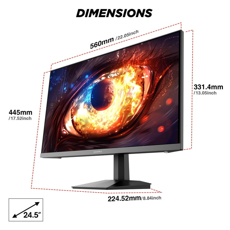 KOORUI 24.5 Inch Gaming Monitor, 200Hz Monitor, 1ms, FHD 1080p IPS