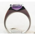 thumbnail image 4 of Mens Amethyst Ring, 925 Sterling Silver Men's Engagement Ring, 8mm Emerald Cut Purple Gemstone February Birthstone Wedding Band Ring Jewelry, 4 of 4