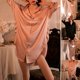 thumbnail image 4 of Women Nightdress Pajamas Boyfriend White Shirt Ice Silk Chiffon Tops Tees, 4 of 7