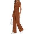 thumbnail image 3 of Sundazz 2 Piece Sets for Women Summer Lounge Set Ruched Top and Wide Leg Pants Matching Set Fashion Vacation Travel Outfits Clothes,Coffee,M, 3 of 8