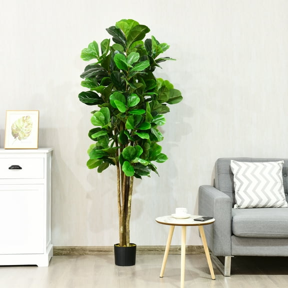 Costway 6ft Artificial Natural Fig Tree Bush Indoor/Outdoor decorative Planter