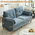thumbnail image 4 of DOMICARE 65" Chenille Loveseat Sofa, Modern 2-Seater Couch with Armrest Pillows, Storage Pockets, Easy Assembly, Upholstered Tufted Loveseat Sofa Couches for Living Room Bedroom, Blue, 4 of 10