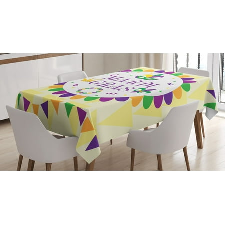 

New Orleans Tablecloth Mardi Gras Carnival Theme with Traditional Motifs on Triangle Shapes Background Rectangular Table Cover for Dining Room Kitchen 60 X 84 Inches Multicolor by Ambesonne
