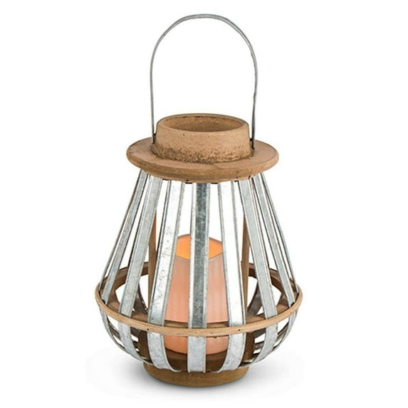 Gerson 43886 - 12.8" Cone Shaped Lantern Wavy Edge Battery Operated LED Candle with Timer