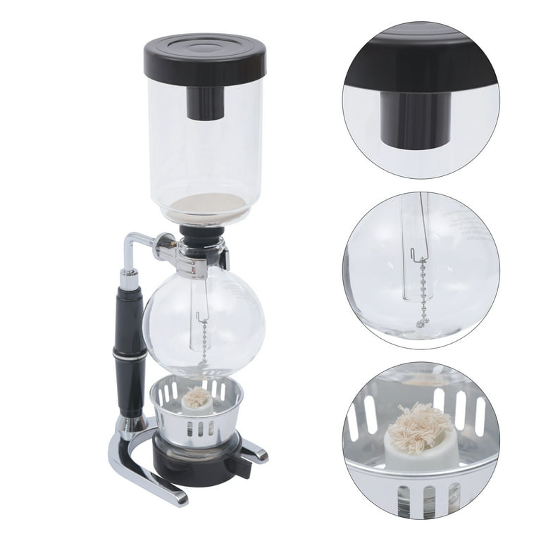 3-Cup Siphon Syphon Coffee Maker Manual Coffee Maker Tabletop Glass Vacuum  Siphon Coffee Brewer Black
