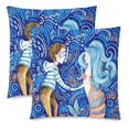 thumbnail image 3 of MKHERT Sailor and Mermaid Pillowcase Pillow Protector Cushion Cover 18x18 inch,Set of 2, 3 of 3