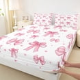 thumbnail image 3 of jejeloiu Kawaii Bowknot Ribbon Bed Sheets,Pink Cute Bow King Sheets For Girls Teens 4-Piece, 3 of 7
