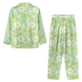 thumbnail image 5 of SCRAWLGOD White Daisy Pajama Set for Women Long Sleeve Nightwear Women 2 Piece Size 4XL V-Neck Button Up Ladies Pj Top Breathable Womens Lounge Set Fall, 5 of 7