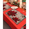 thumbnail image 4 of Christmas Poinsettia Placemats Set of 6 Winter Red Floral Pine Leaf Wood Grain Heat Insulation Washable Place Mats, Rustic Non-Slip Table Mats for Dining Table Party Kitchen Decor,13x19 Inch, 4 of 4