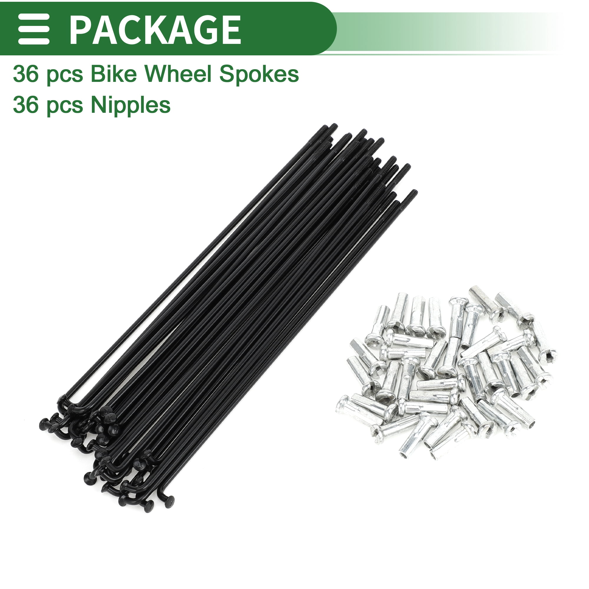 Unique Bargains 36Pcs Universal Bike Wheel Spokes 14G Carbon Steel Black Black 5.12"